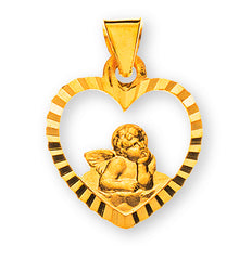 Engel Anhänger Gelbgold 750 Herzform ausgeschnitten 10mm