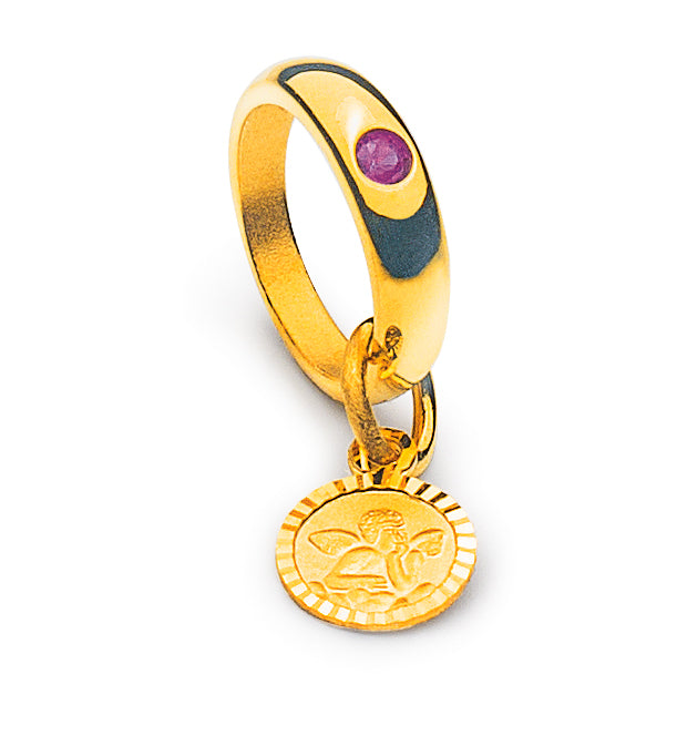 Taufring Gelbgold 750 mit Rubin