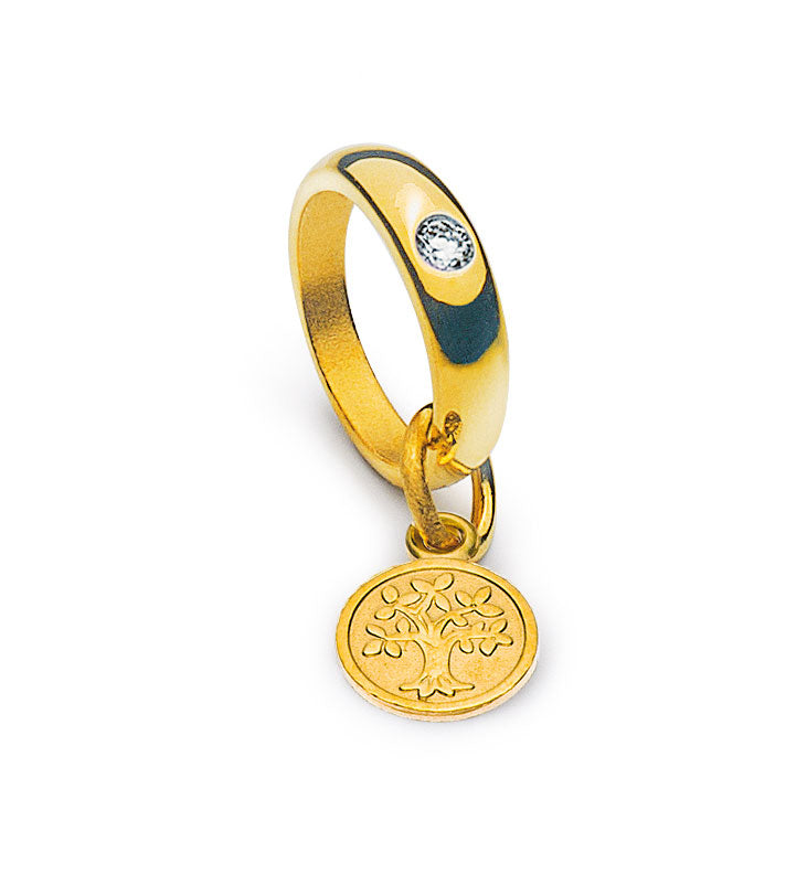 Taufring Gelbgold 750 mit Brillant H SI Lebensbaum 6mm