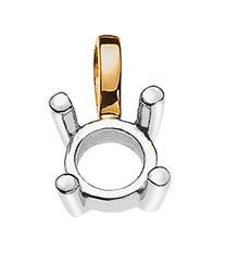 Solitär Anhänger Rohling 4-Griff Gelbgold 750 Fassung Weissgold 750