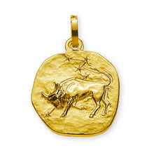 Anhänger Sternzeichen Stier Gelbgold 750 rundlich 16mm mit Sternbild