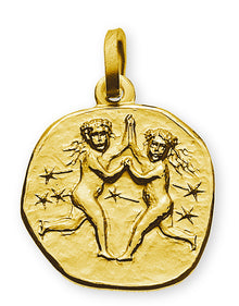 Anhänger Sternzeichen Zwillinge Gelbgold 750 rundlich 16mm mit Sternbild