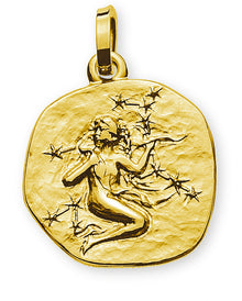 Anhänger Sternzeichen Jungfrau Gelbgold 750 rundlich 16mm mit Sternbild