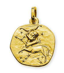 Anhänger Sternzeichen Schütze Gelbgold 750 rundlich 16mm mit Sternbild