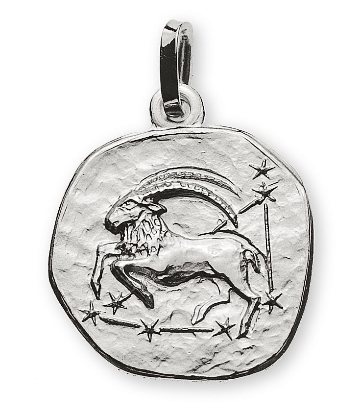 Anhänger Sternzeichen Steinbock Weissgold 750 rundlich 16mm mit Sternbild