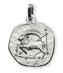 Anhänger Sternzeichen Steinbock Weissgold 750 rundlich 16mm mit Sternbild