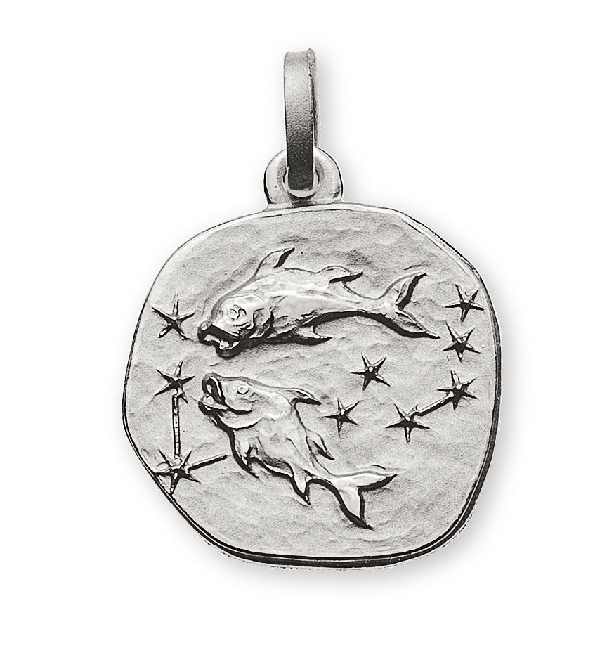Anhänger Sternzeichen Fische Weissgold 750 rundlich 16mm mit Sternbild