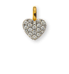 Anhänger Herz pavé flach Gelbgold 375 mit 18 Zirkonia weiss 7x7mm