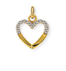 Anhänger Herz poliert halboffen Gelbgold 375 mit 14 Zirkonia weiss 11x10mm