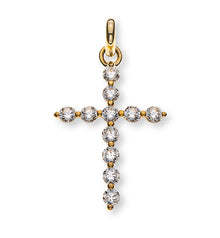 Anhänger Kreuz poliert Gelbgold 375 mit 11 Zirkonia weiss 20x13mm