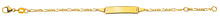 Bébé Bracelet Figaro 3+1 Gelbgold 375 mit Gravurplatte rechteckig lang
