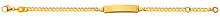 Bébé Bracelet Panzer extraflach diamantiert Gelbgold 375 mit Gravurplatte rechtecking lang