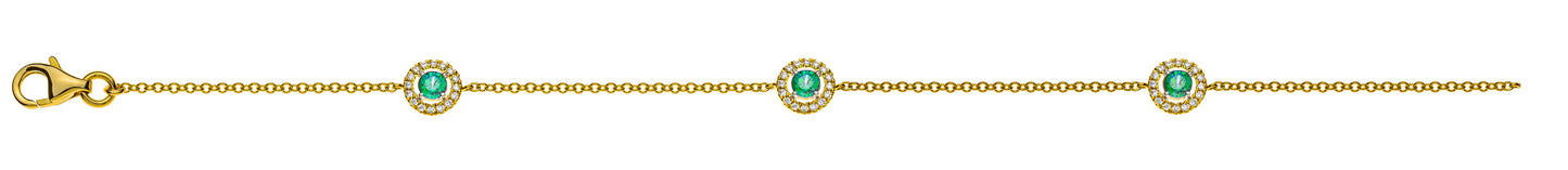 Armband Gelbgold 750, mit 3 Smaragden und 48 Brillanten H SI 0.13ct.