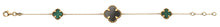 Bracelet Gelbgold 750, (17+18cm) mit 2 Malachite und 1 Onyx integriert