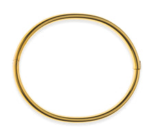 Armreif mit Scharnier Gelbgold 750, Profil oval horizontal 6x, Innendurchmesser 50x60mm, poliert, Handarbeit