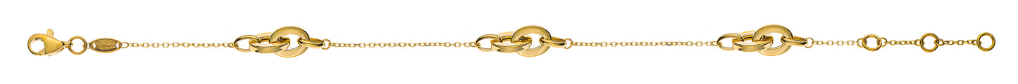 Armband Anker mit 3 Zwischenteilen, Gelbgold 750