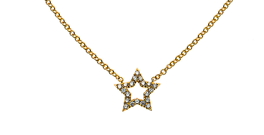 Collier 'Stern' Gelbgold 750 mit 20 Brillanten H SI 0ct.