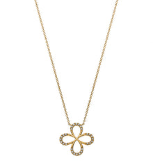 Collier Rundanker Gelbgold 750 mit 28 Brill. H SI Anhänger Kleeform