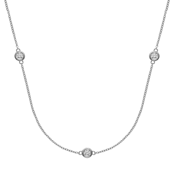 Collier Spiegelanker Weissgold 750 mit 3 Brill. H SI Zargengefasst