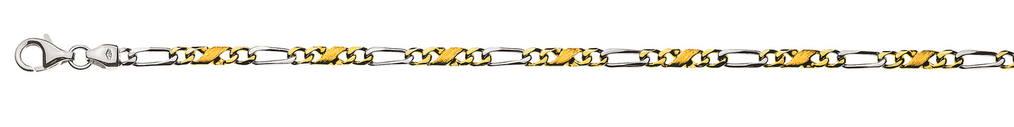 Carrera/Figaro Bracelet poliert/satiniert Bicolor (Gelb-/Weissgold) 750