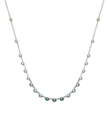 Collier Weissgold 750 mit 6 Skytop. ct, 3 Londontop. 0.41ct, 6 Swisstop. 0.80ct, 2 Lemonquartzen 0.06ct. + 4 Rosenquartzen 0.19ct.