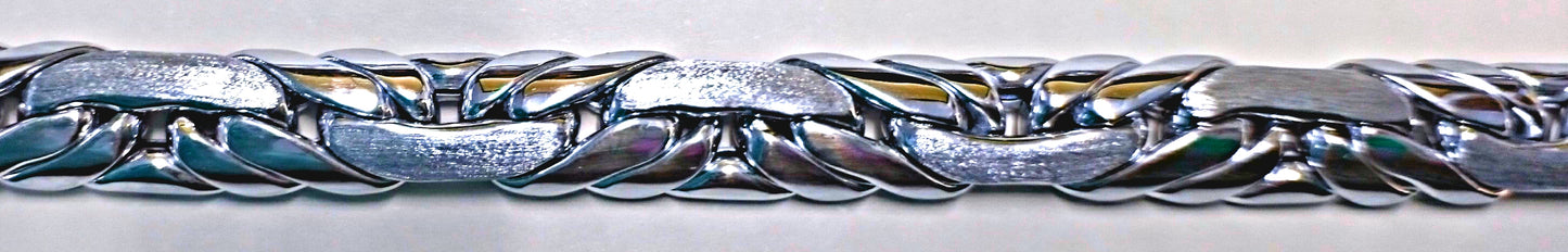 Collier Weissgold 750 Handarbeit Panzerartiges Muster satiniert/poliert