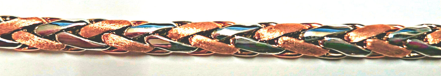 Armband Bicolor (Rot-/Weissgold) 750 Handarbeit Zopfmuster RG satiniert WG poliert