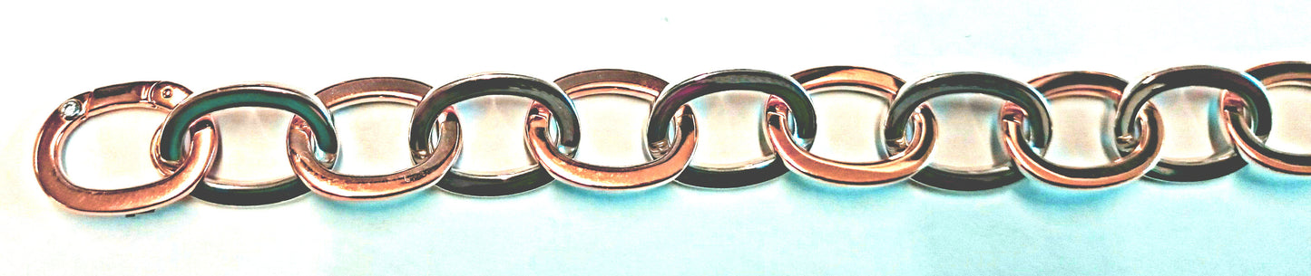 Collier Bicolor (Rot-/Weissgold) 750 mit 1 Brillant H SI 0.03 Anker oval, Carré-Draht, poliert, Handarbeit