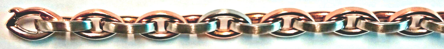 Collier Navette Bicolor (Rot-Weissgold) 750 Handarbeit satiniert, Carré-Draht, (Rotgold 5N)