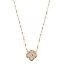 Collier Gelbgold 375, mit integriertem Perlmutt Element Fantasieform und 1 Zirkonia
