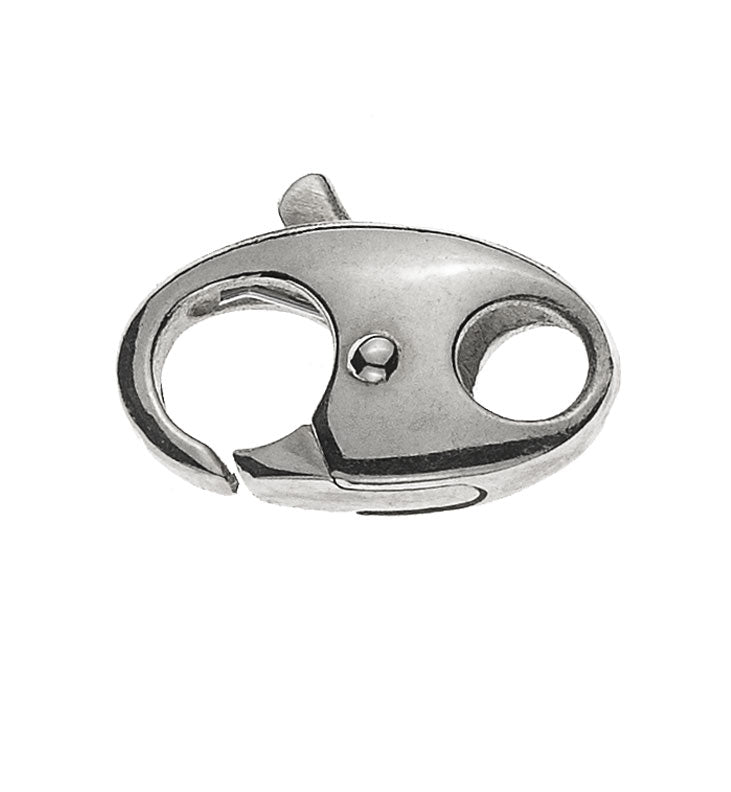 Karabiner Weissgold 750, 14x8mm, ca. 2.1gr, verstiftet, oval