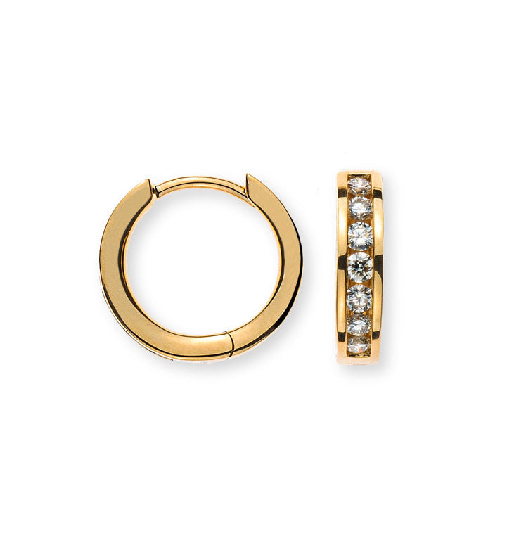 Kreolen mit Scharnier Gelbgold 750, x 3mm 14 Brill. H SI 0ct.