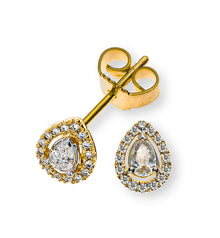 Diamantohrringe Gelbgold 750 Tropfen mit 32 Brill. H SI und 2 Peas Shape Diamanten H SI 0.19ct.