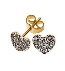 Pavé-Ohrstecker Herzform Gelbgold 750, 36 Brillanten 7x6mm