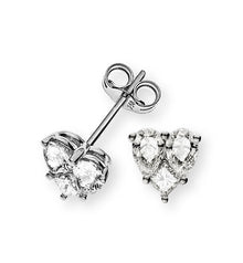 Ohrringe Weissgold 750 mit 4 tropfenförmige Diamanten G VS und 2 Princess Diamanten G VS 0.20ct.