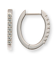 Kreolen Weissgold 750, oval, 14 Brillanten H SI 12x15x2mm