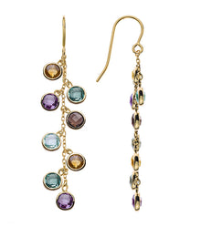 Ohrhänger Gelbgold 750 mit16 Farbsteinen Amethyst, Citrin, Blautopas, Rauchquartz