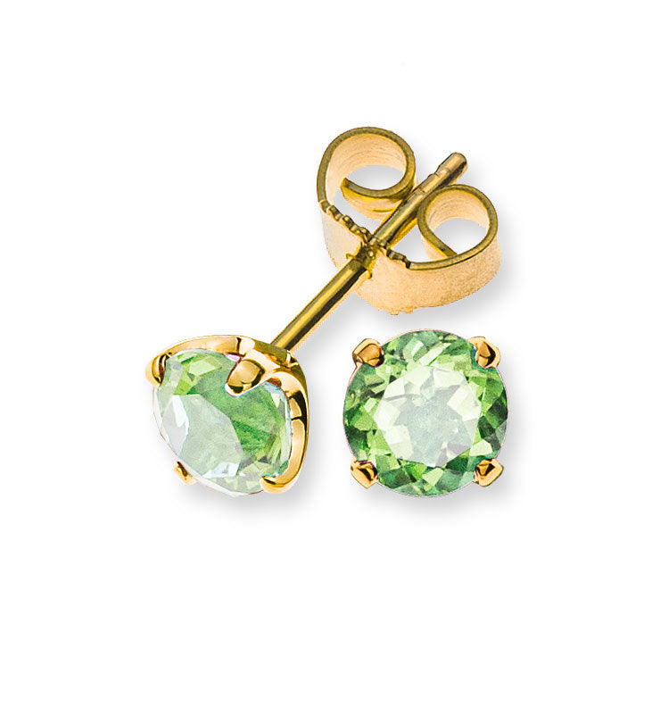 Ohrringe Gelbgold 750 mit 2 Peridots Total 4-Griff