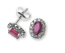 Ohrringe Weissgold 750 mit RubinTotal und 24 Brillanten H SI 0.44ct.
