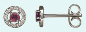 Ohrringe Weissgold 750 mit 2 Rubine Total und je 32 Brillanten H SI Total 0.09ct.