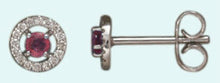 Ohrringe Weissgold 750 mit 2 Rubine Total und je 32 Brillanten H SI Total 0.09ct.