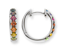 "Rainbow" Scharnier-Kreolen Weissgold 750 mit 14 runden Saphiren ct.