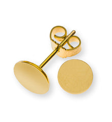 Ohrstecker Gelbgold 750, runde flache polierte Scheibe, 8mm