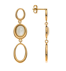 Ohrhänger Gelbgold 750, mit Perlmutt Elementen, ovale Form