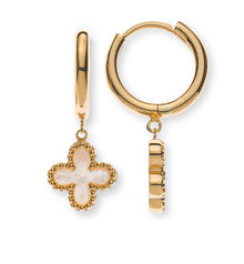 Kreolen Gelbgold 750 mit Perlmuttkreuzen 8mm