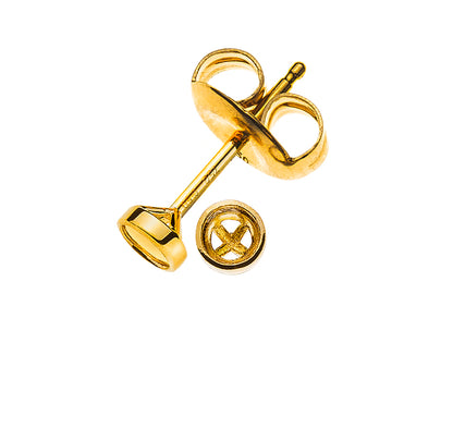 Solitär Ohrstecker Zargen-Fassung Rohling Gelbgold 750 2 Steine à je ct.