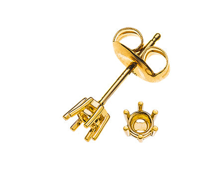 Solitär Ohrstecker 6-Griff-Fassung Rohling Gelbgold 750 2 Steine à je ct.
