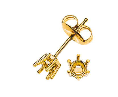 Solitär Ohrstecker 6-Griff-Fassung Rohling Gelbgold 750 2 Steine à je ct.