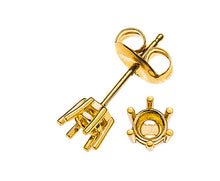 Solitär Ohrstecker 6-Griff-Fassung Rohling Gelbgold 750 2 Steine à je 1.00ct.
