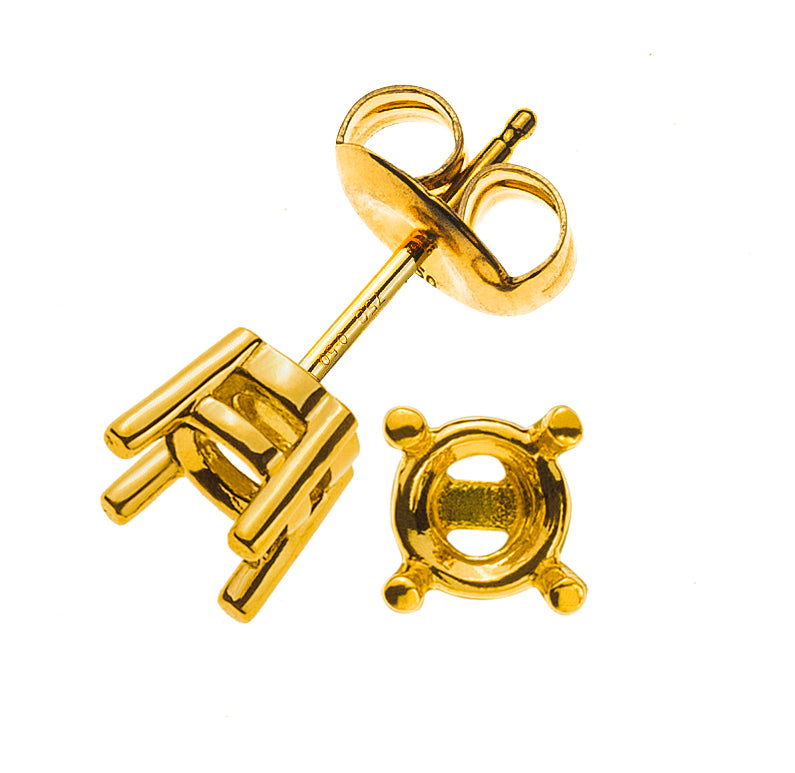 Solitär Ohrstecker 4-Griff-Fassung Rohling Gelbgold 750 2 Steine à je 1.00ct.